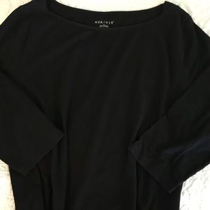 Solid Black, Boatneck, 3/4 Sleeve. Like New. 3X